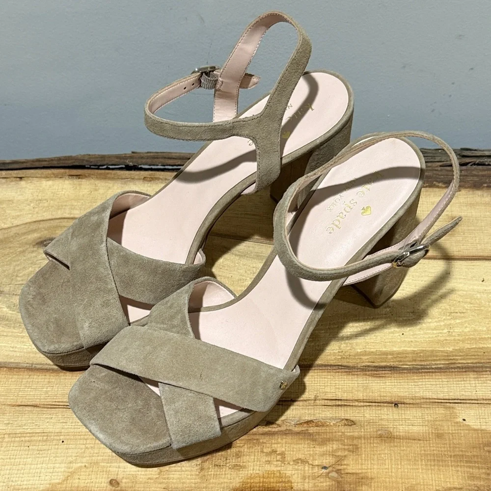 *NEW* KATE SPADE Delphi Block Heel Platform Sandal In Roasted Almond Size 10 A26